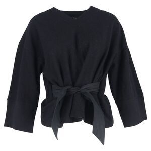 Lemaire V-neck Belted Blouse in Black Wool